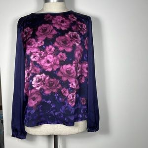 Beautiful blue and pink flower blouse